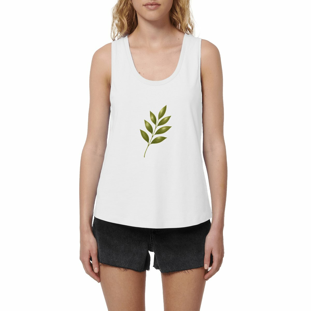 Débardeur Femme Ample - Élégance Naturelle avec Tige et Feuilles