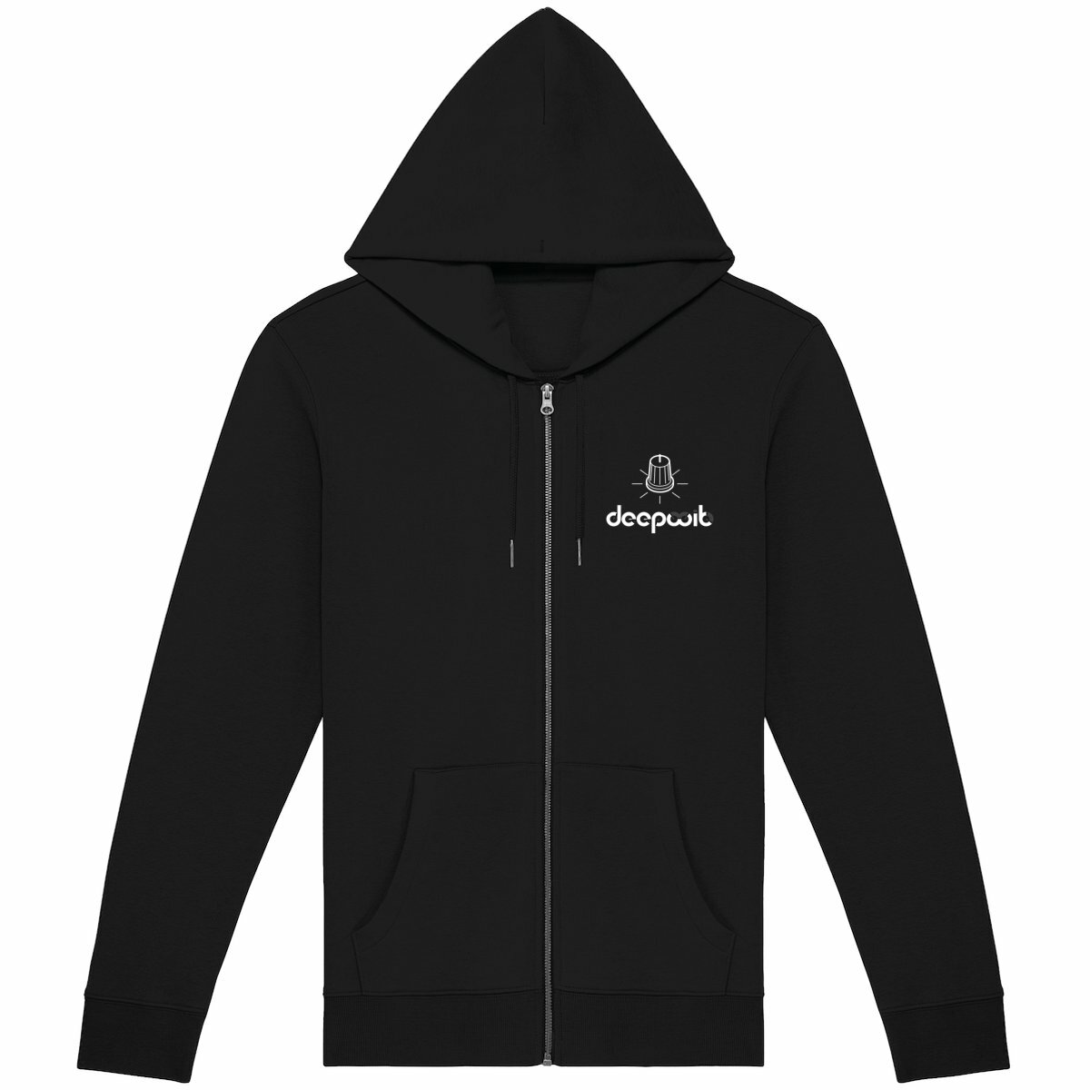 Unisex Zip Hoodie White Logo - Image