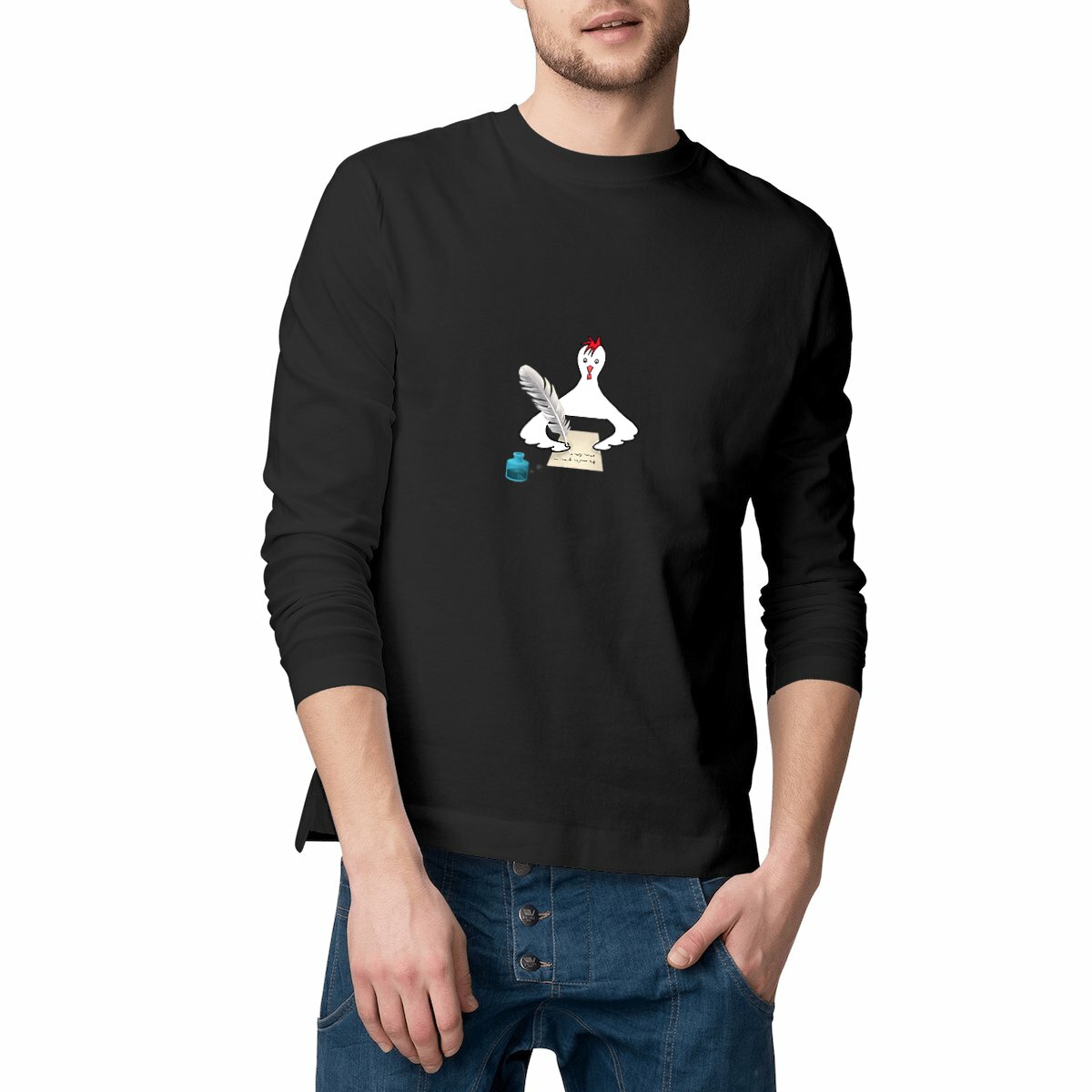 Image front Kirjoituskana - t-shirt, long sleeve, masculine