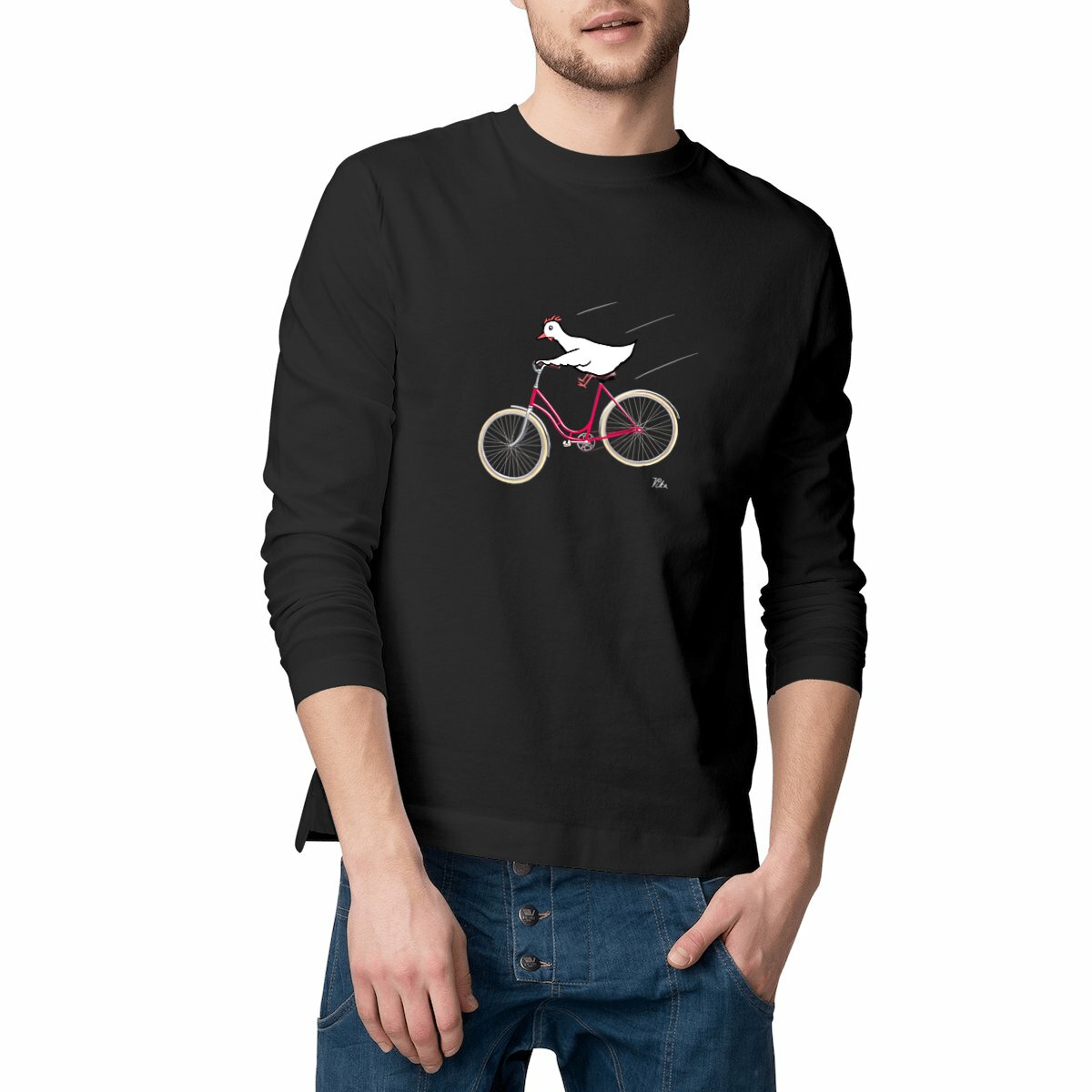 Image front Pyöräkana - t-shirt, long sleeve, masculine