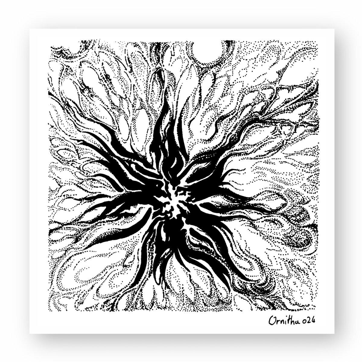 Image front fleur rayonnante, autocollant