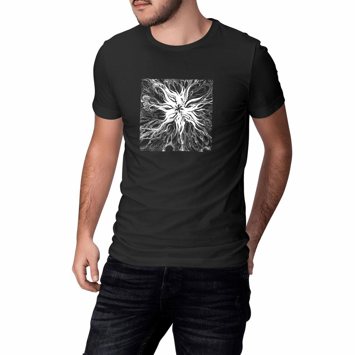 Image front fleur rayonnante, t-shirt droit