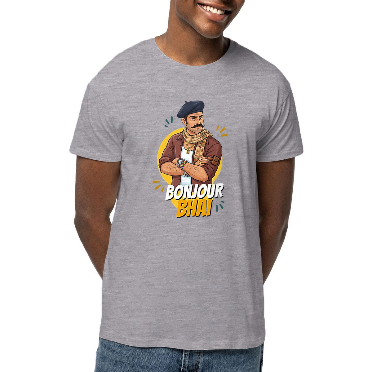 Lightweight unisex t-shirt: Embrace the Bonjour Bhai Vibe