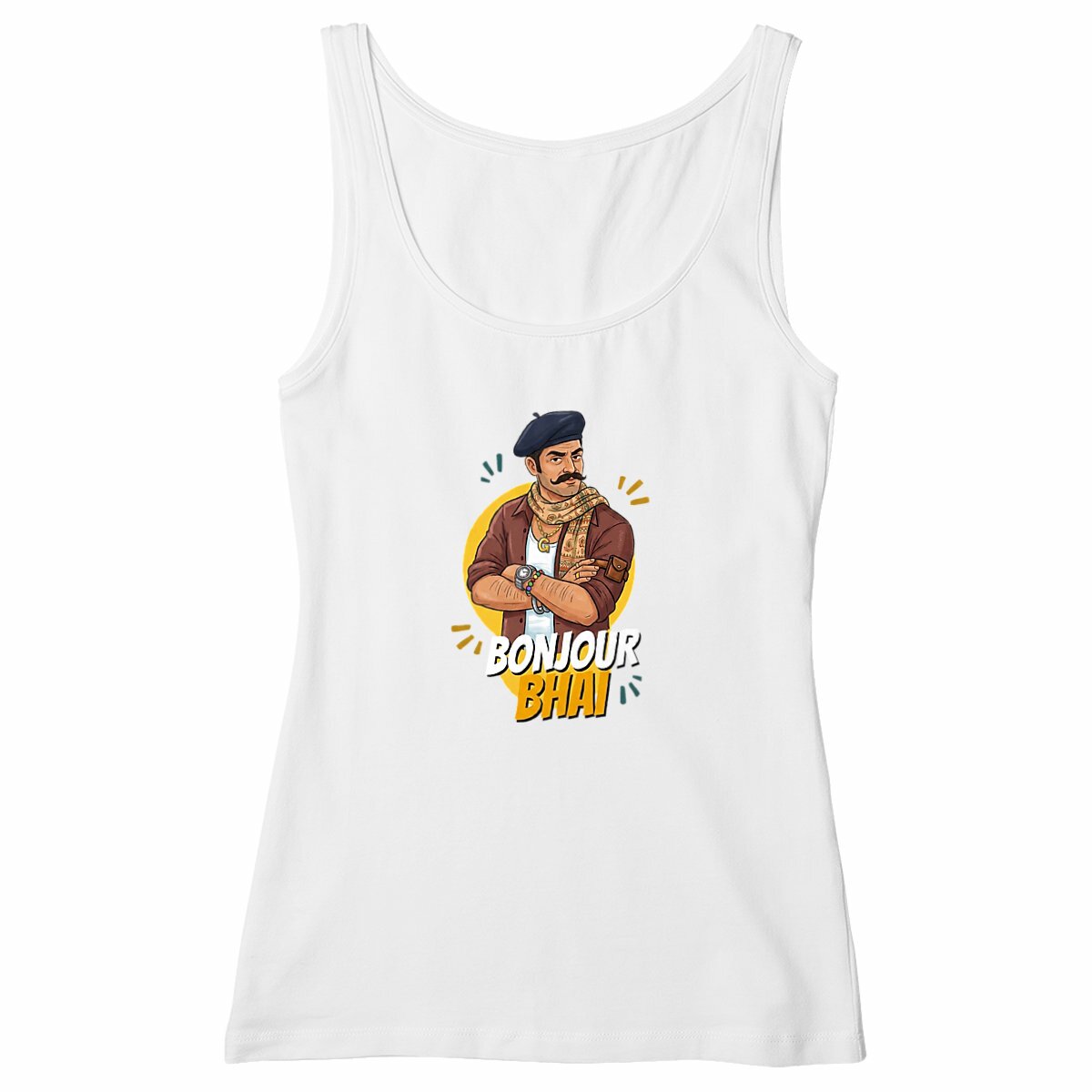 Women's slim fit Tank Top: Bonjour Bhai Vibes - Image