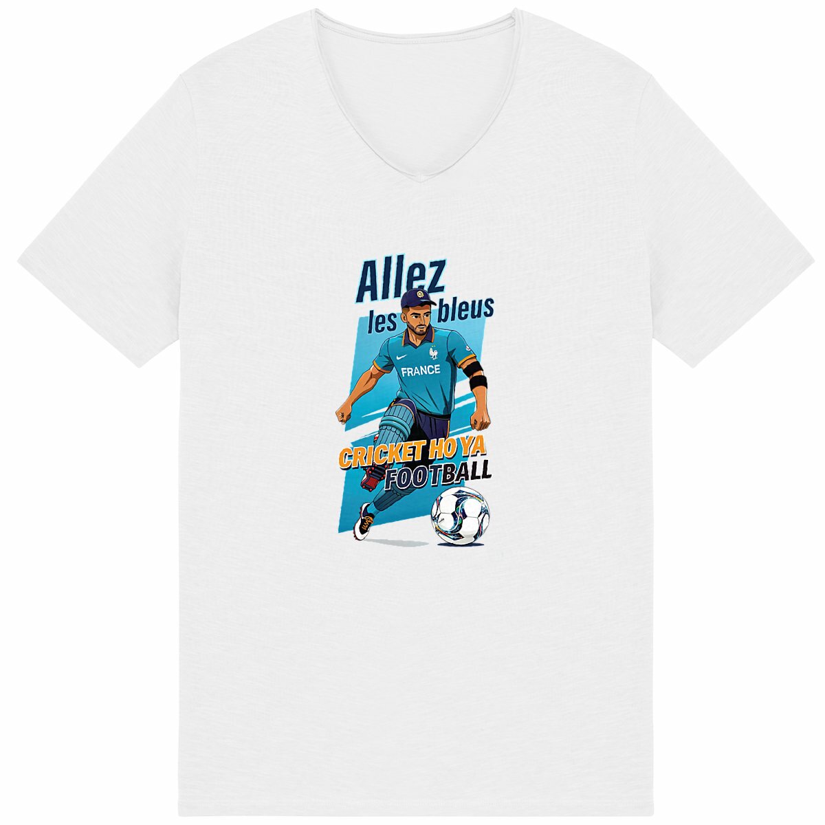 Allez les Bleus · Cricket & Football · Men's Slub Tee - Image