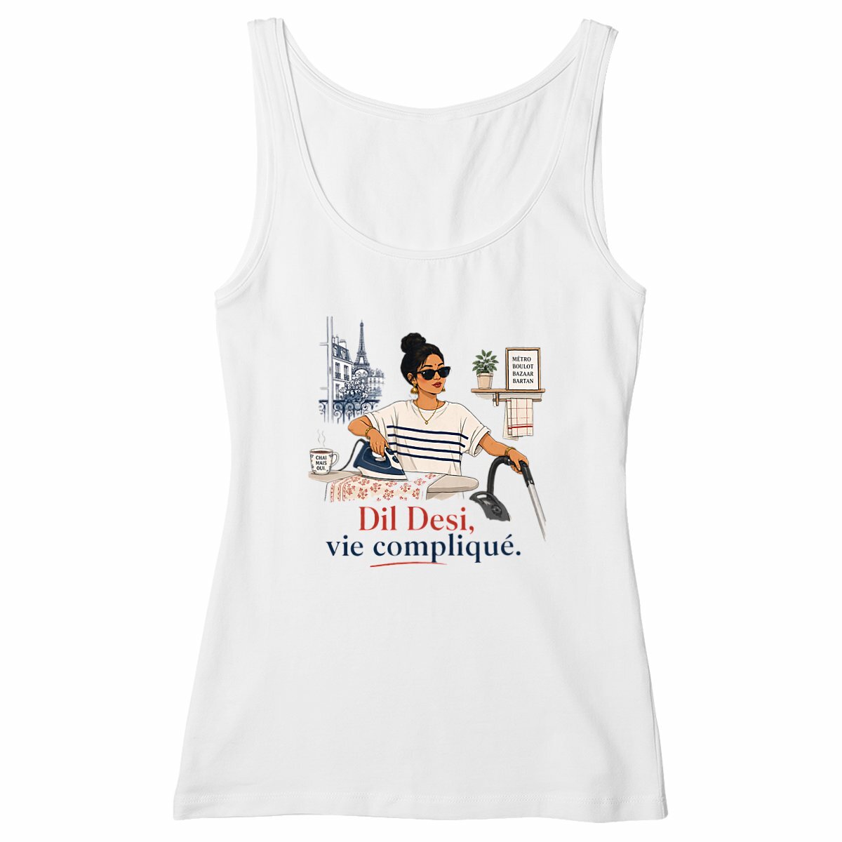 Women's slim fit Tank Top - Dil Desi Vibes Compliqué - Image