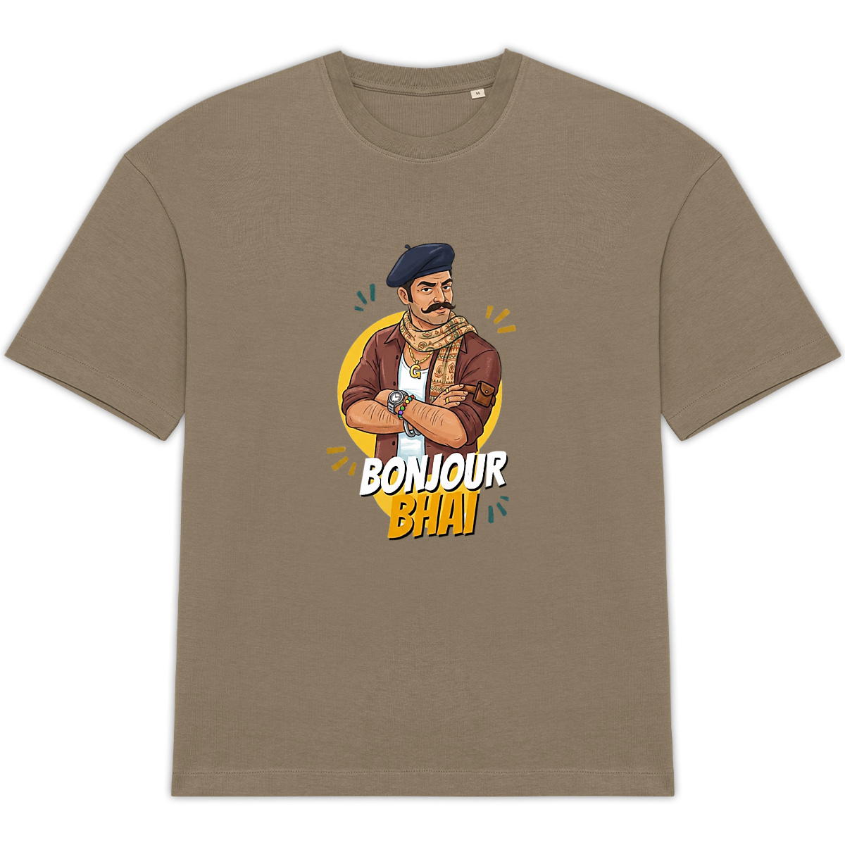 Unisex oversized t-shirt: Bonjour Bhai Vibe - Image