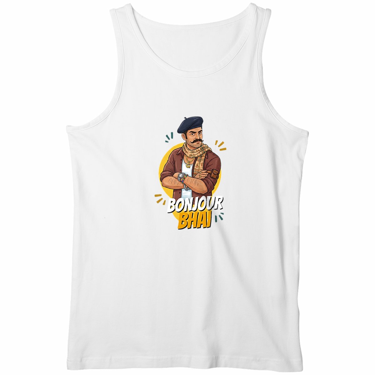 Men's tank top: Bonjour Bhai - Embrace the Vibe - Image