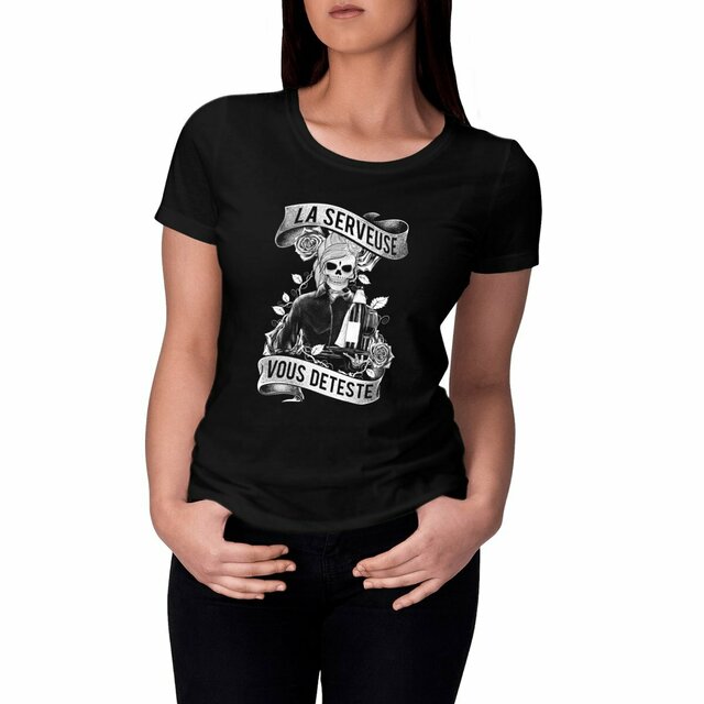 Image front Tshirt col rond - Serveuse Skull & Plateau