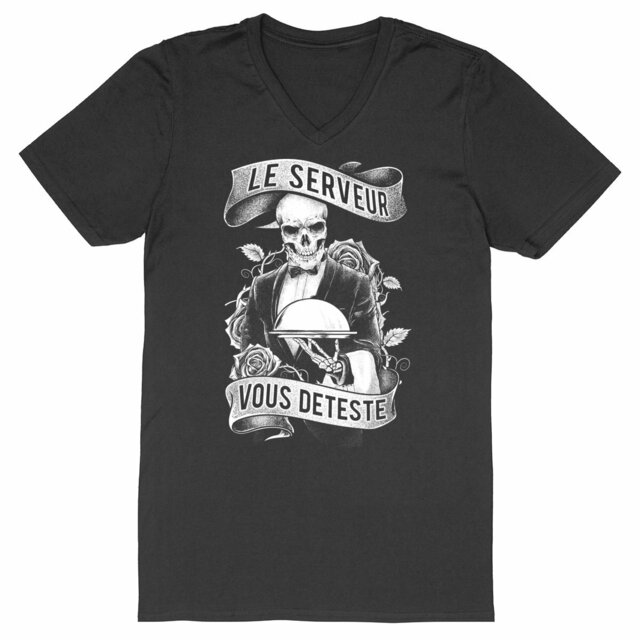Image back Tshirt col V - Serveur Skull & Plateau