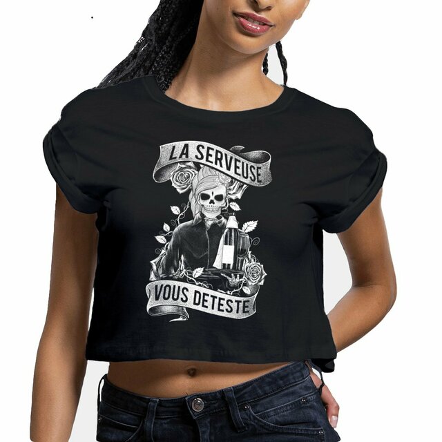 Image front Crop top - Serveuse Skull & Plateau