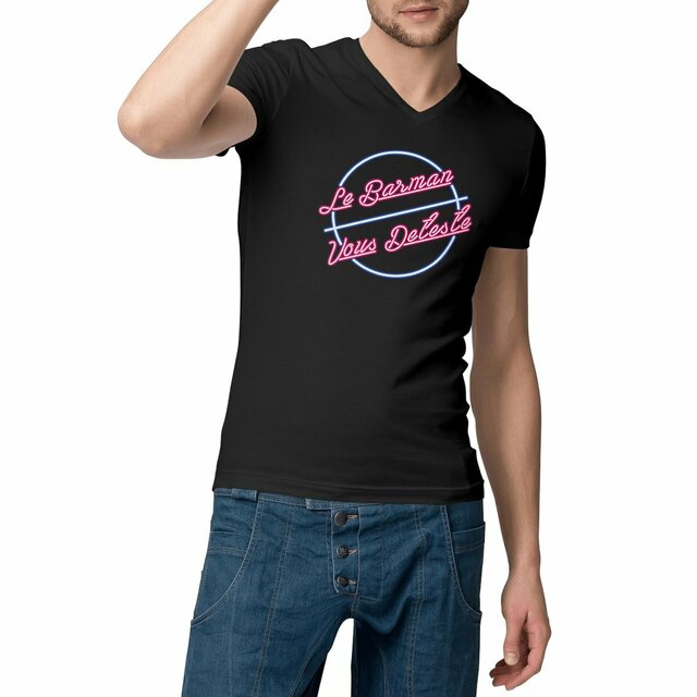 Image front Tshirt col V - Barman Néon