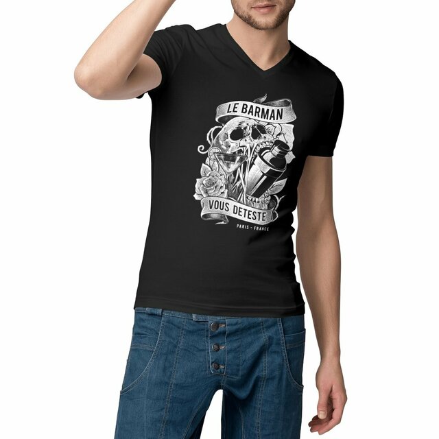 Image front Tshirt col V - Skull & Shaker 