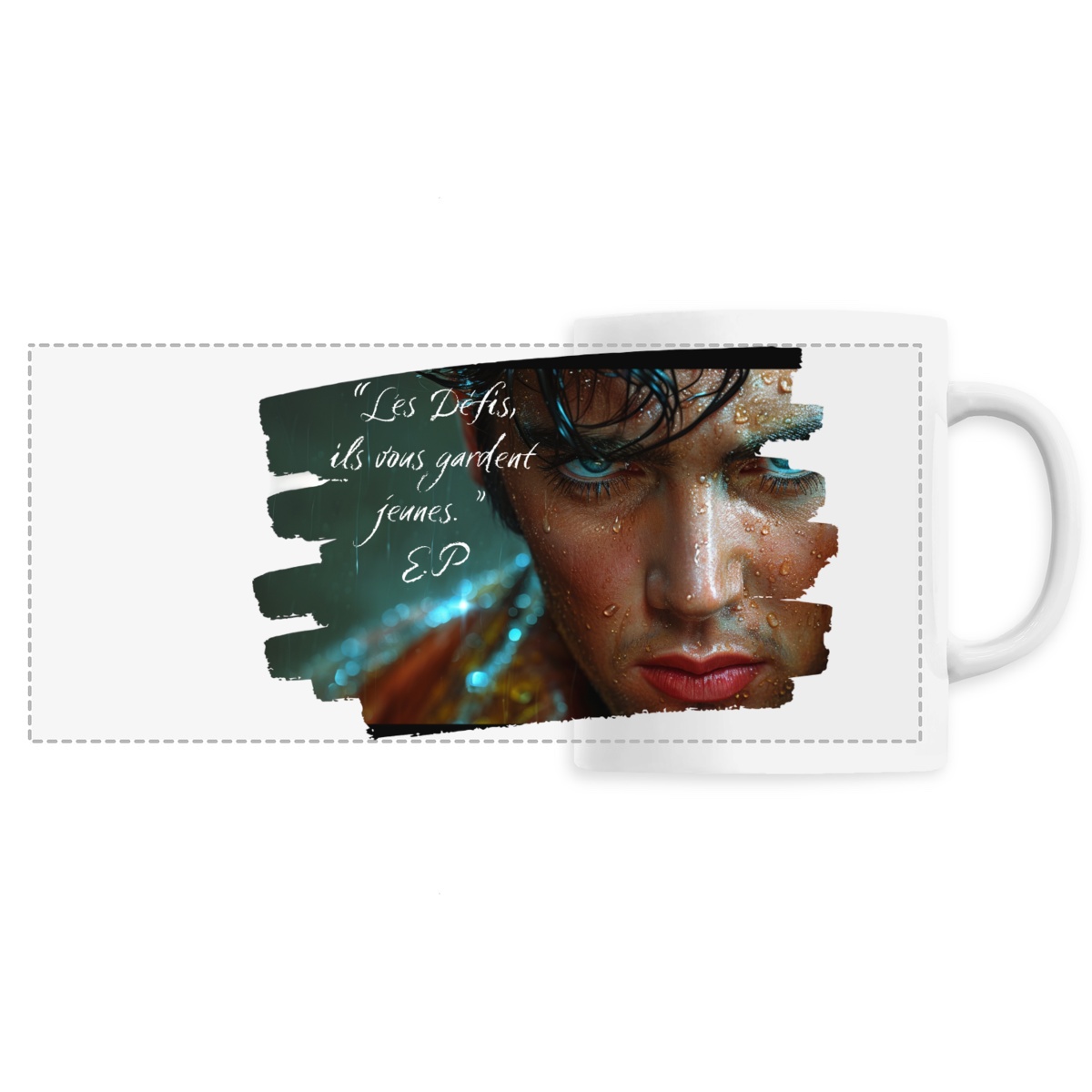 Image front MUG Elvis "Les défis, ils vous gardent jeunes"