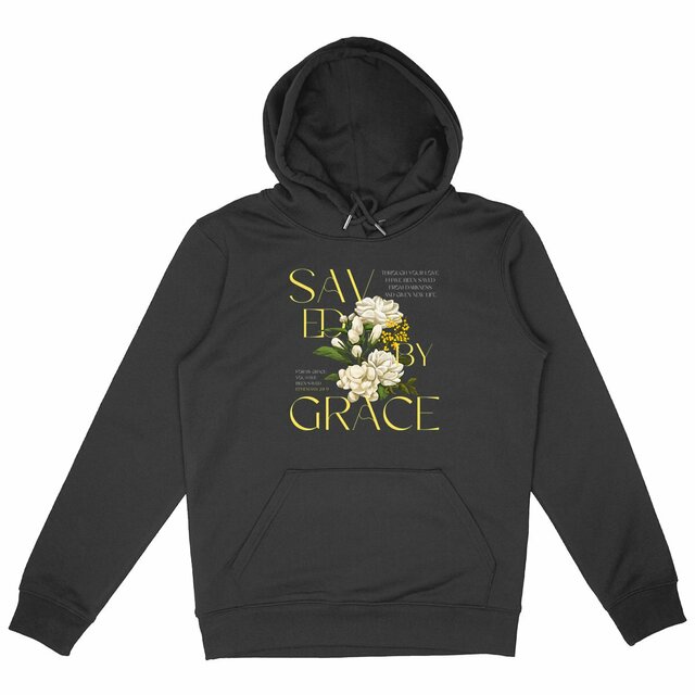 Image back Unisex Heavyweight Hoodie "Saved by Grace"