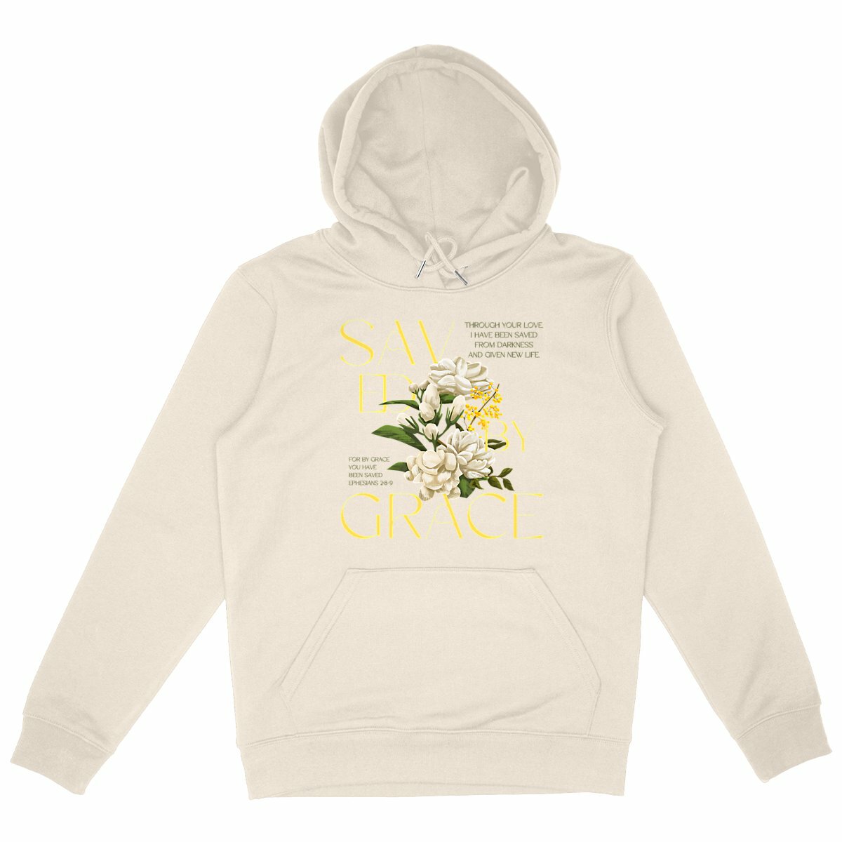 Image back Unisex Heavyweight Hoodie "Saved by Grace"
