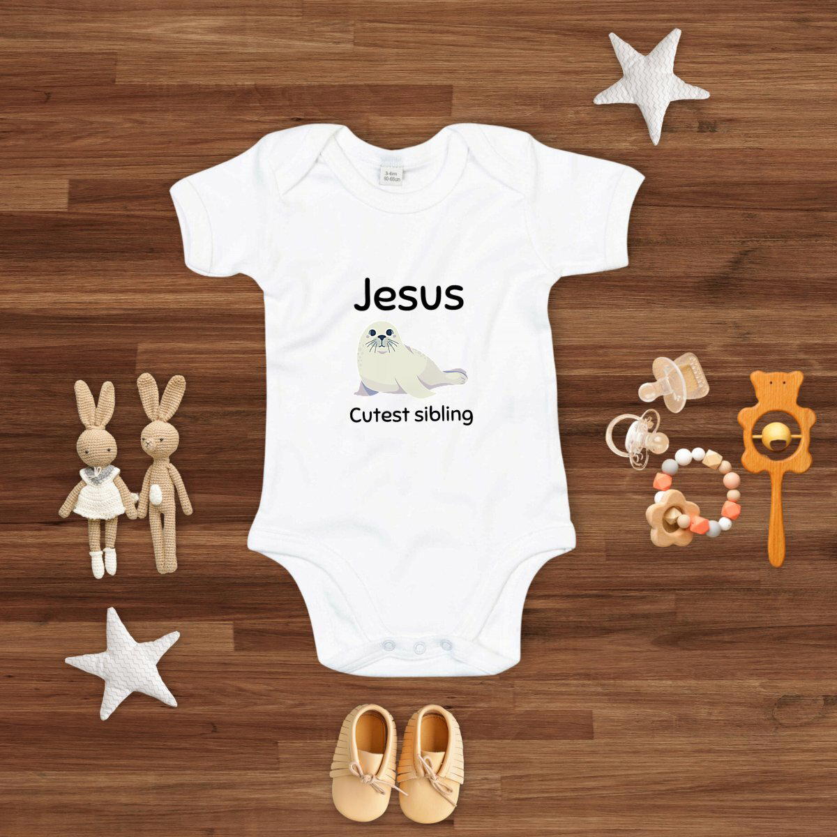 Image front Baby Bodysuit Premium+ Jesus's cutest sibling