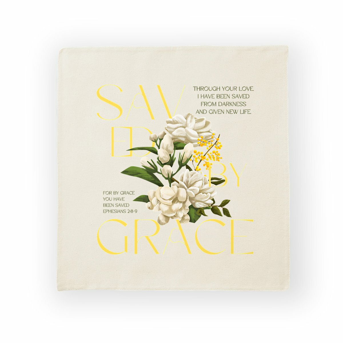 Image back Cushion Cover "Saved by Grace"