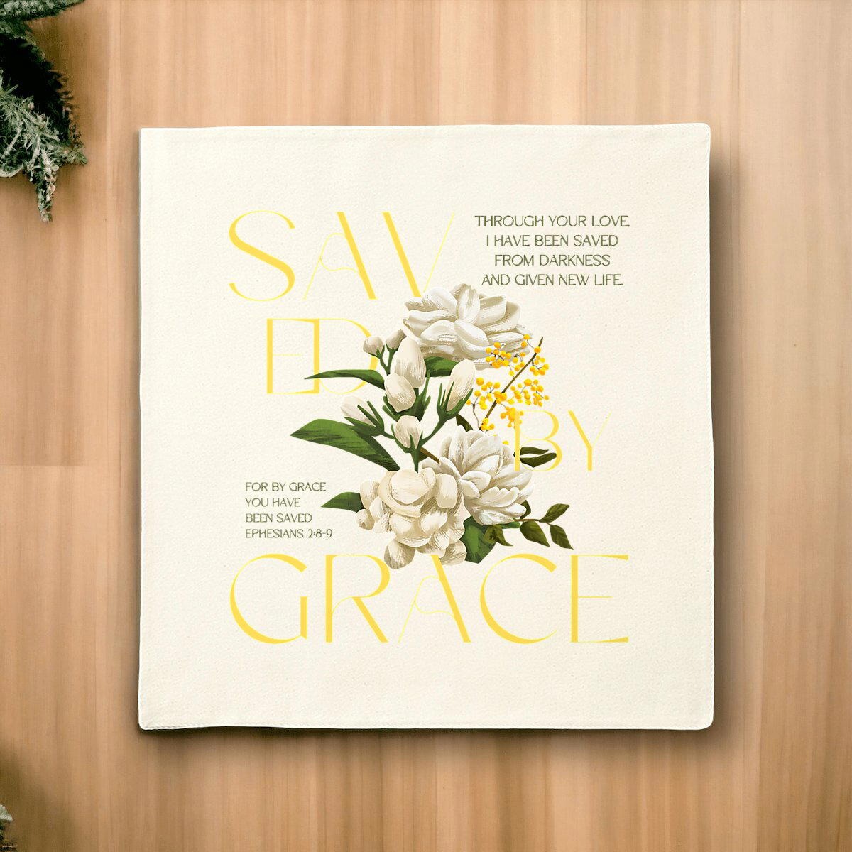 Image front Cushion Cover "Saved by Grace"