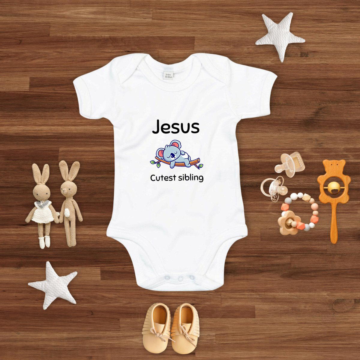 Image front Baby Bodysuit Premium+ Jesus's cutest sibling