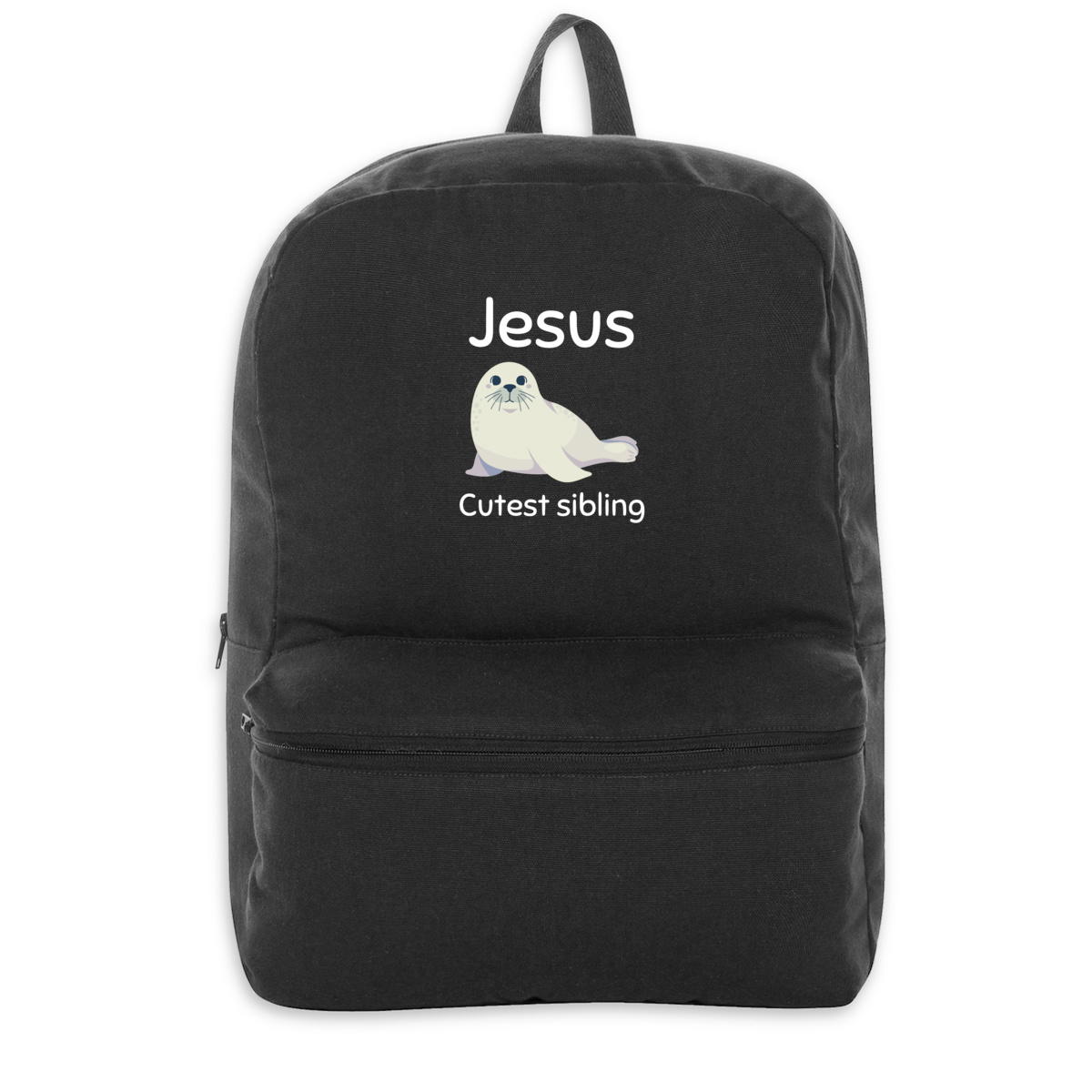 Image back 100% recycled backpack Premium+ Jesus's cutest Sibling 
