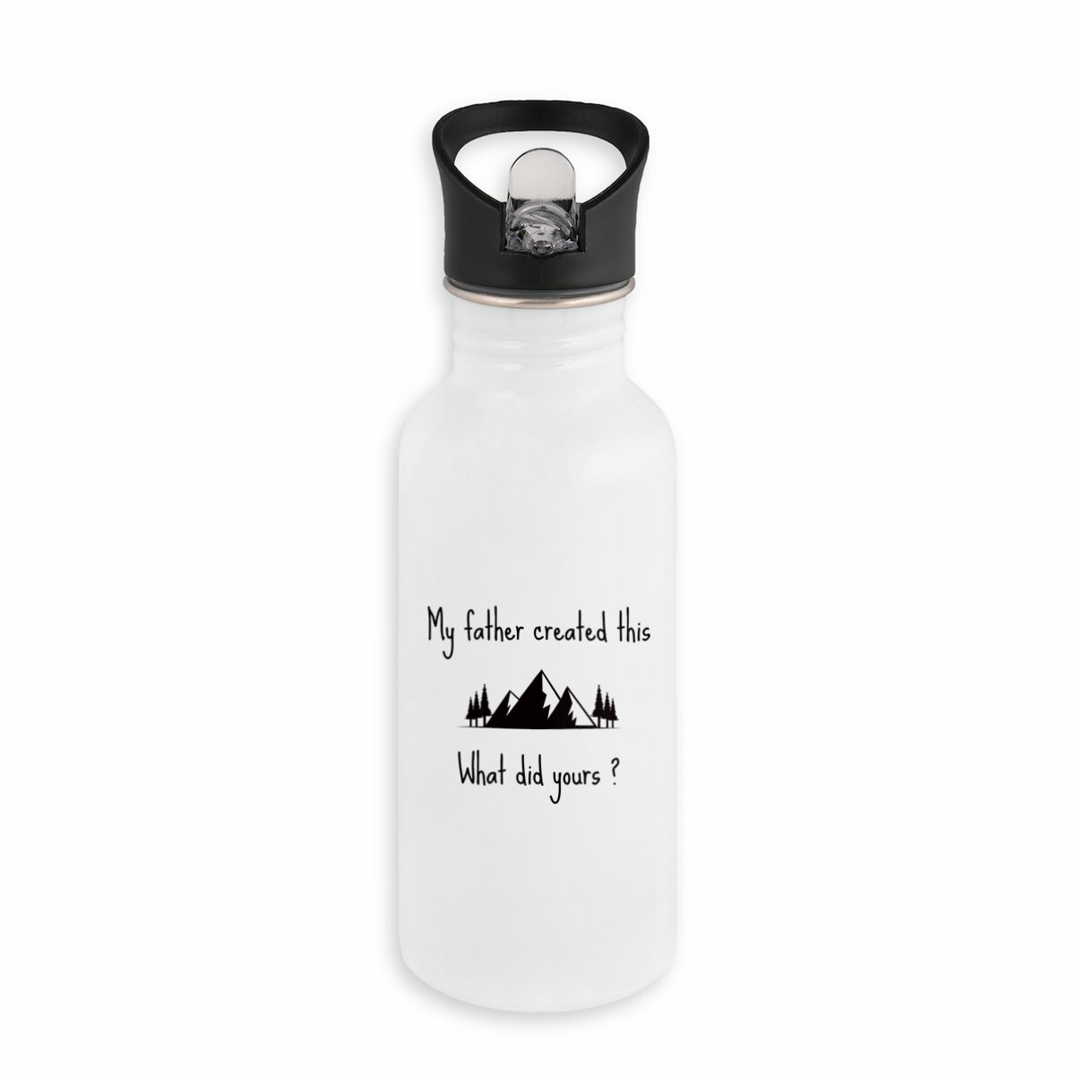 Image back Stainless steel water bottle with straw Premium+ My father created this