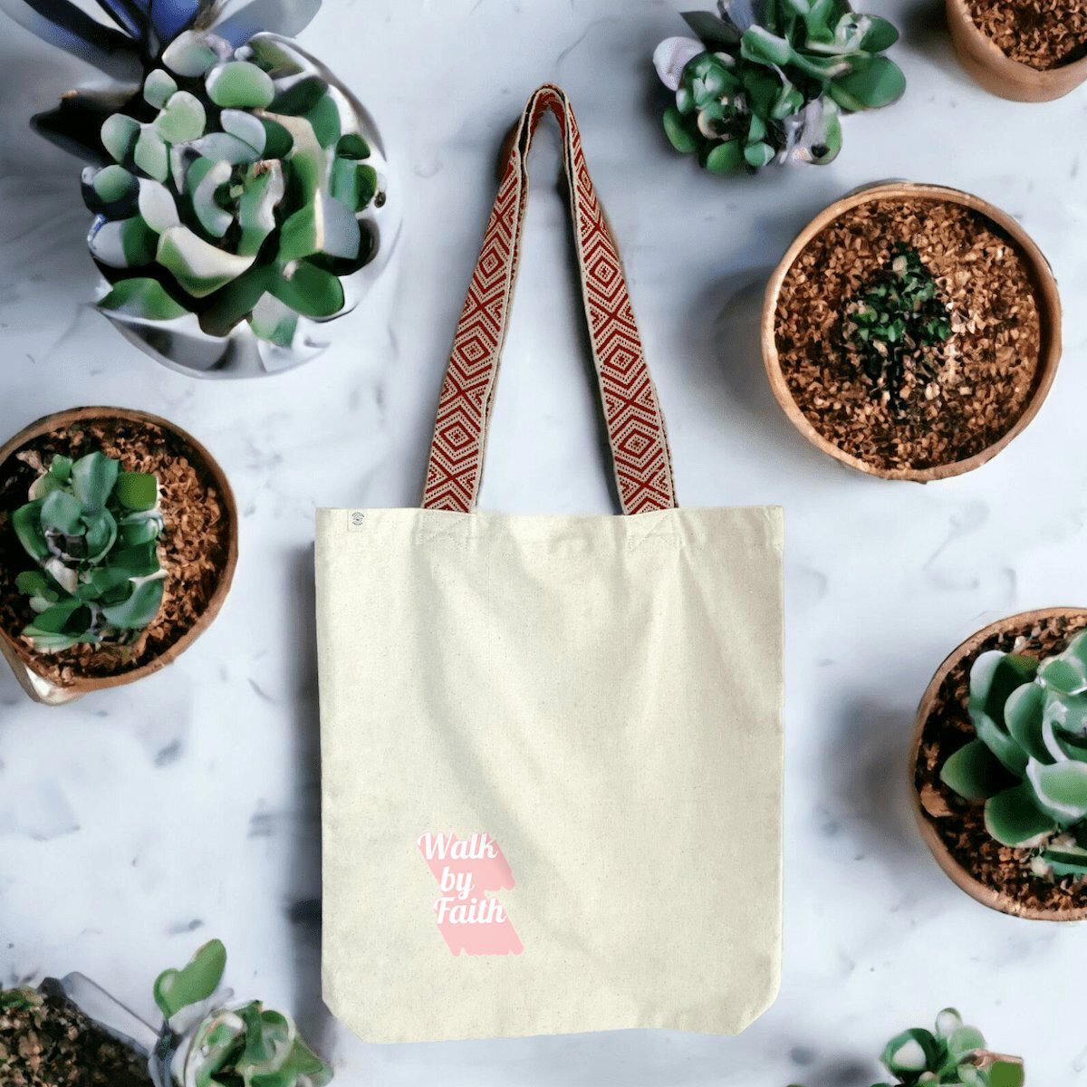 Image front Ethnic totebag Premium+ Walk by Faith