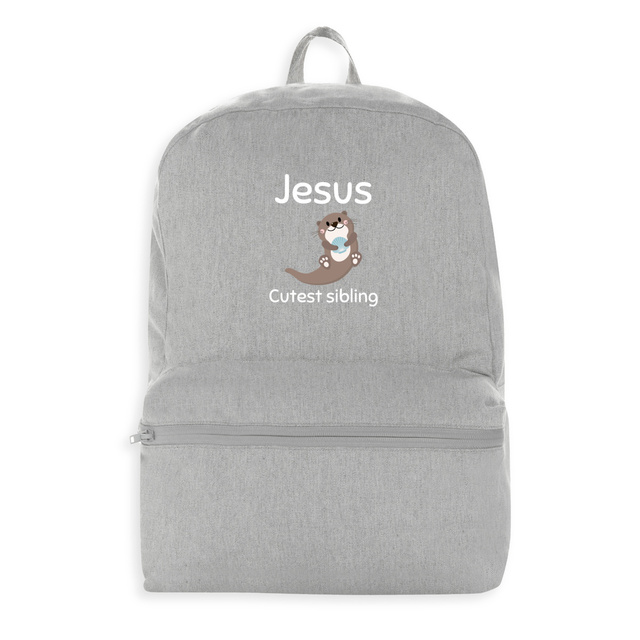 Image front 100% recycled backpack Premium+ Jesus's cutest Sibling 