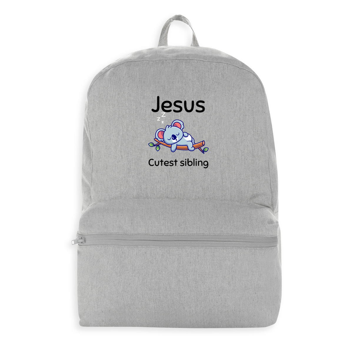 Image front 100% recycled backpack Premium+ Jesus's cutest Sibling 