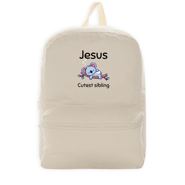 Image back 100% recycled backpack Premium+ Jesus's cutest Sibling 