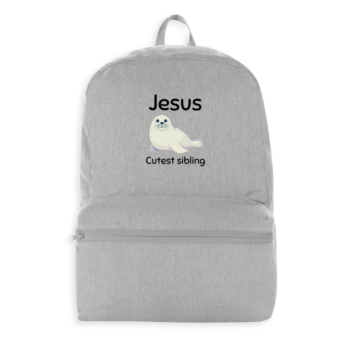 Image front 100% recycled backpack Premium+ Jesus's cutest Sibling 