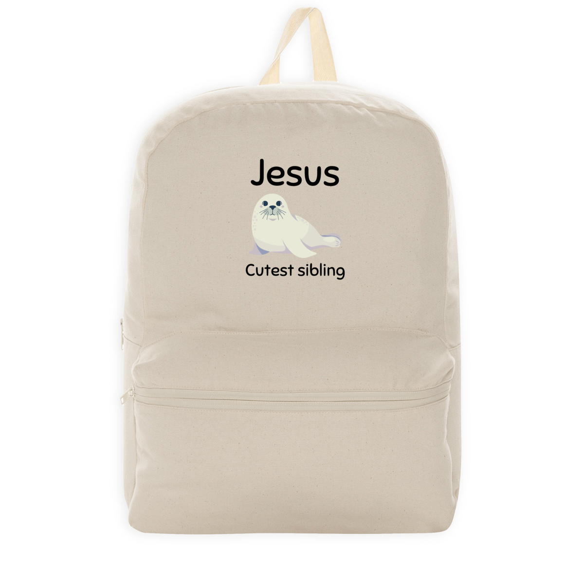 Image back 100% recycled backpack Premium+ Jesus's cutest Sibling 