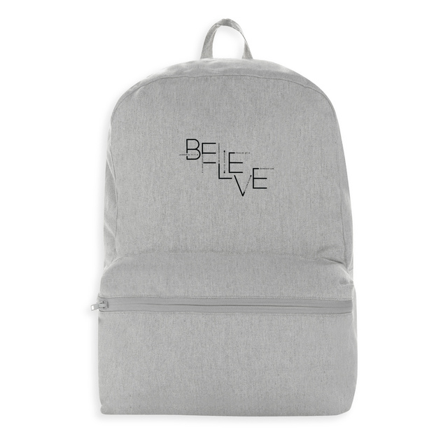 Image front 100% recycled backpack - Premium Plus BELIEVE