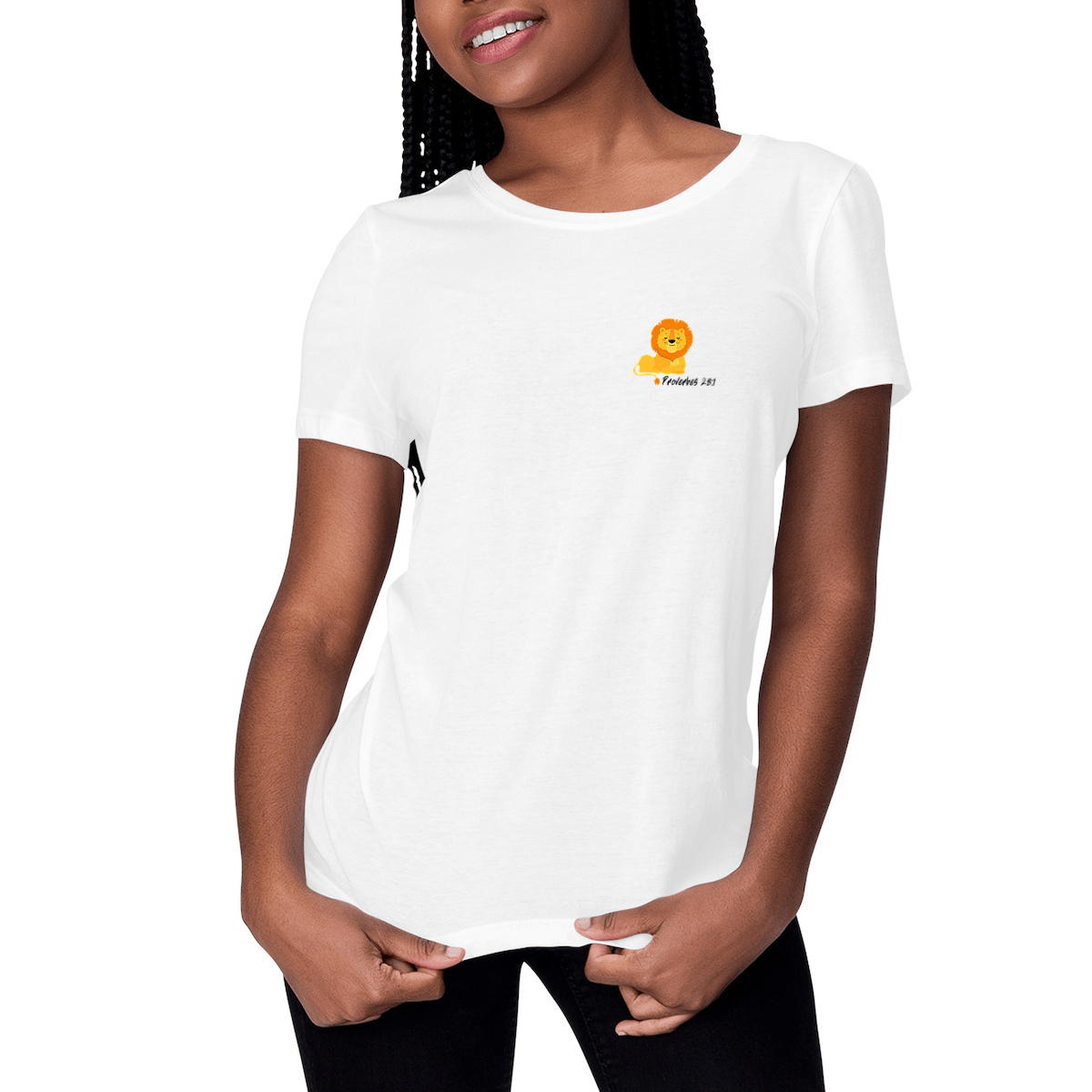 Image front Women's t-shirt Premium+ Proverbes 28:1 Eternal Vibes