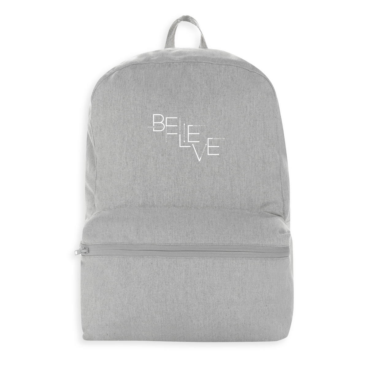 Image front 100% recycled backpack - Premium Plus BELIEVE