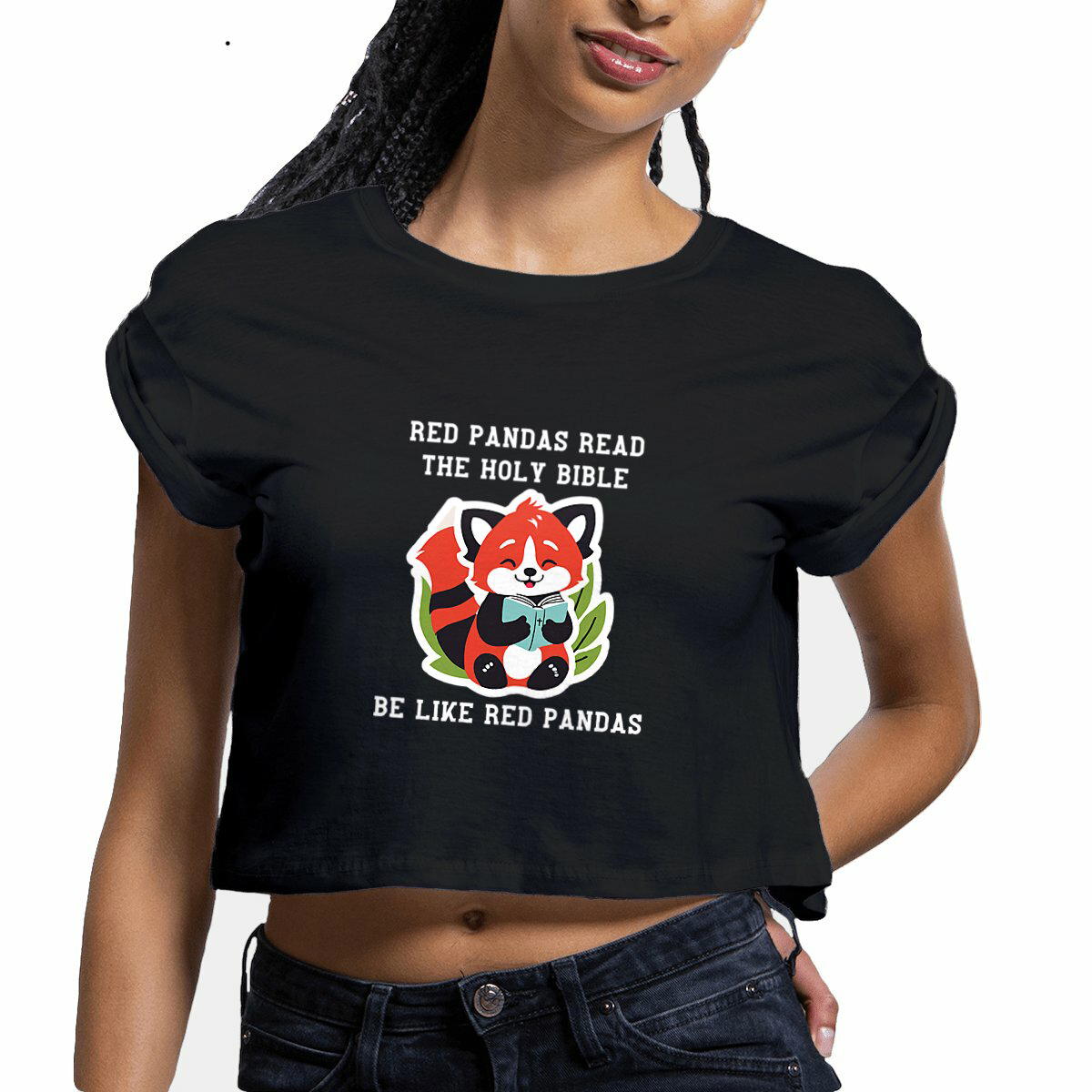 Image front Women's crop top Premium+ Be like red pandas