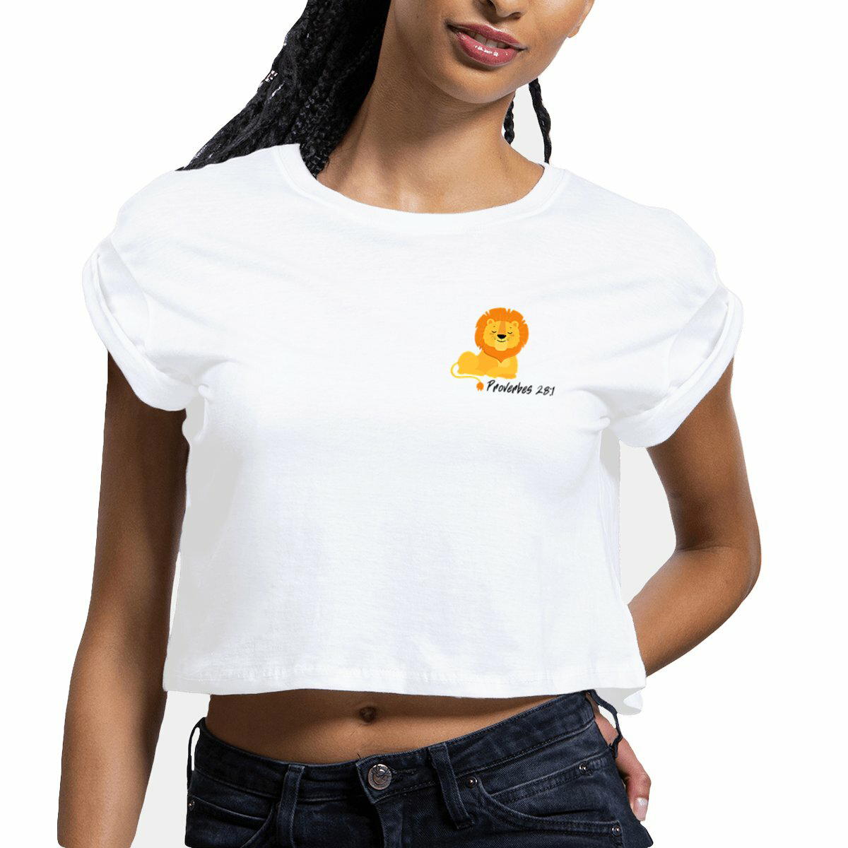 Image front Women's crop top Premium+ Proverbes 28:1
