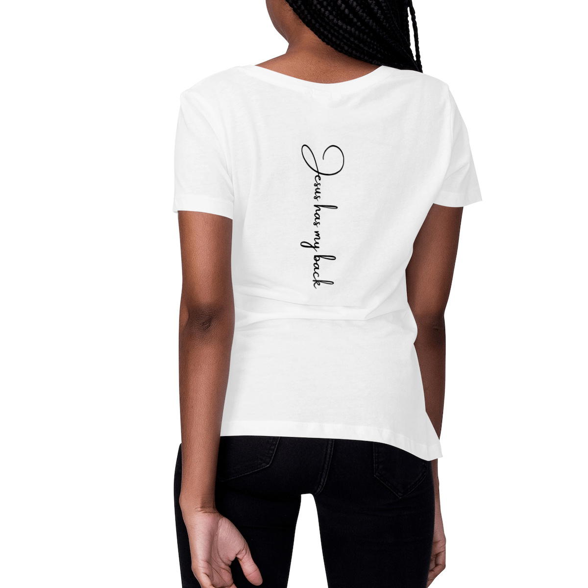 Image front Women's t-shirt - Premium Plus Jesus has my back