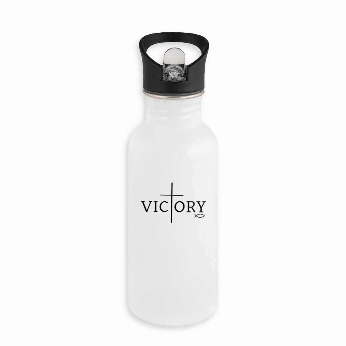 Image back Stainless steel water bottle with straw  victory
