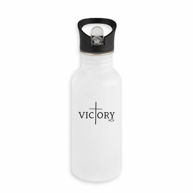 Image back Stainless steel water bottle with straw  victory
