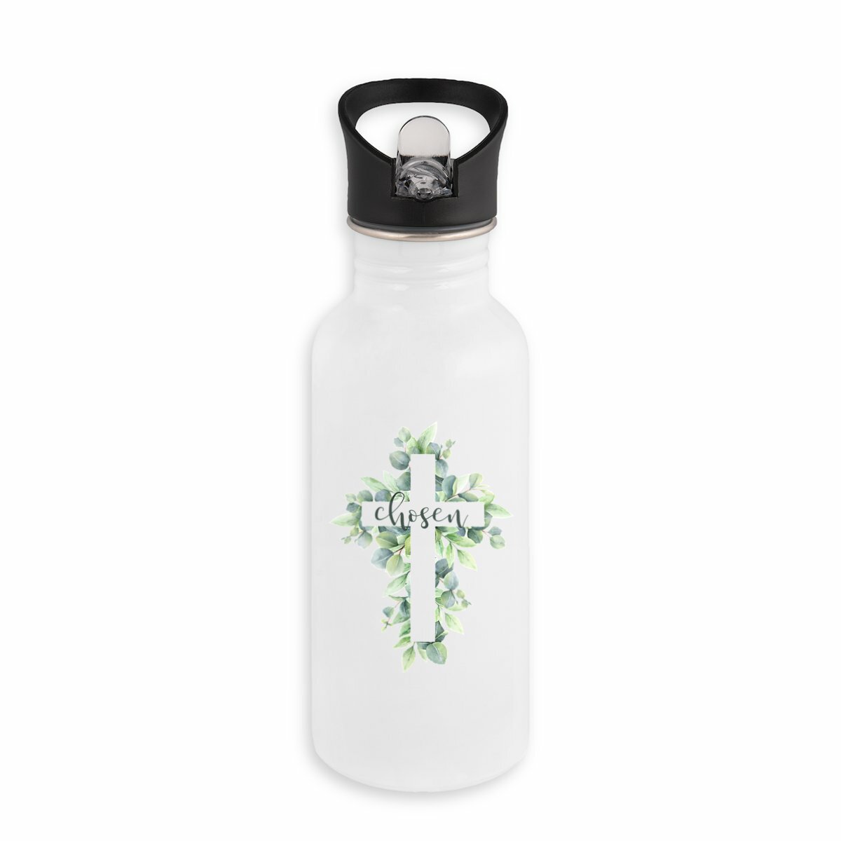 Image back Stainless steel water bottle with straw "chosen"