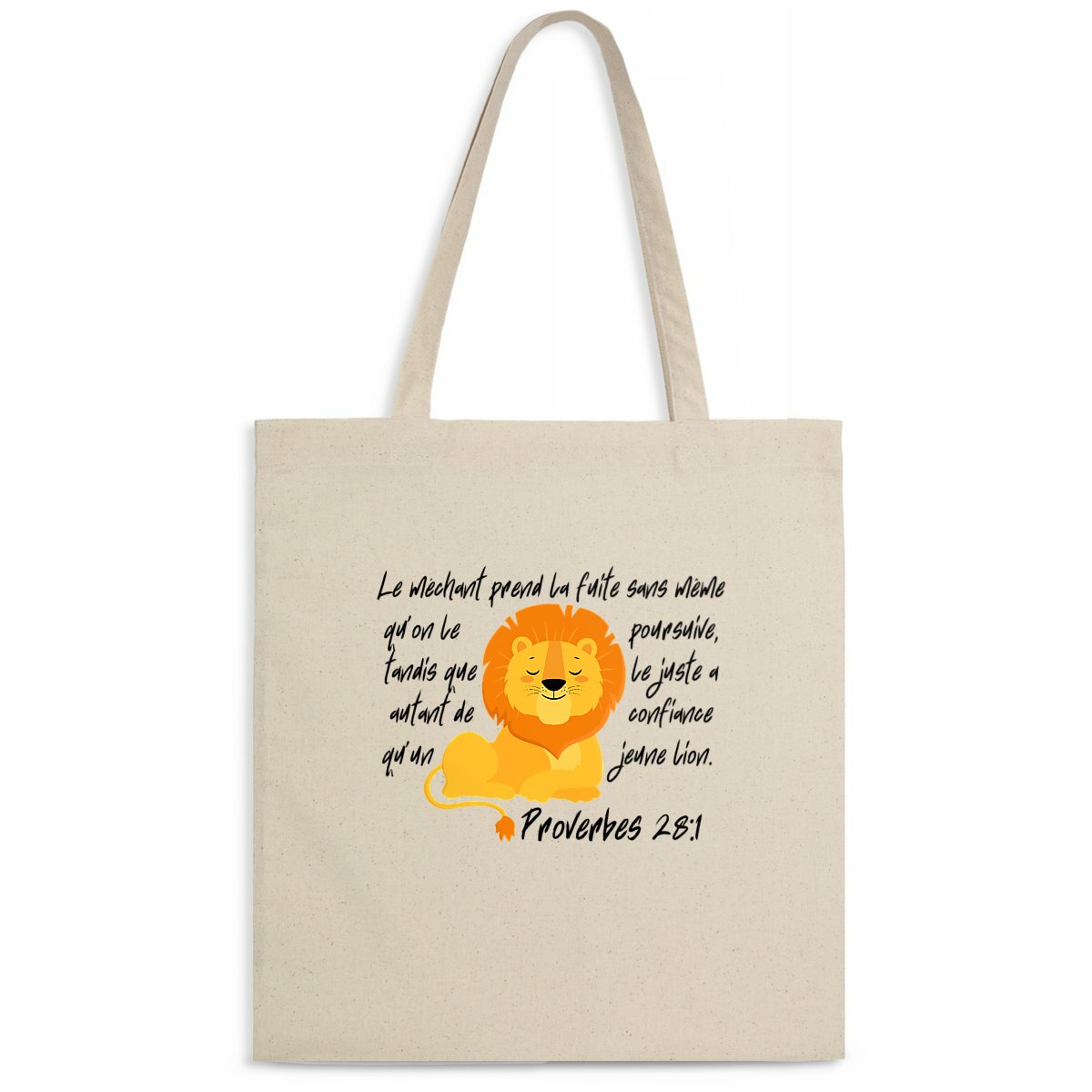 Image front Light Totebag Premium Proverbes 28:1 