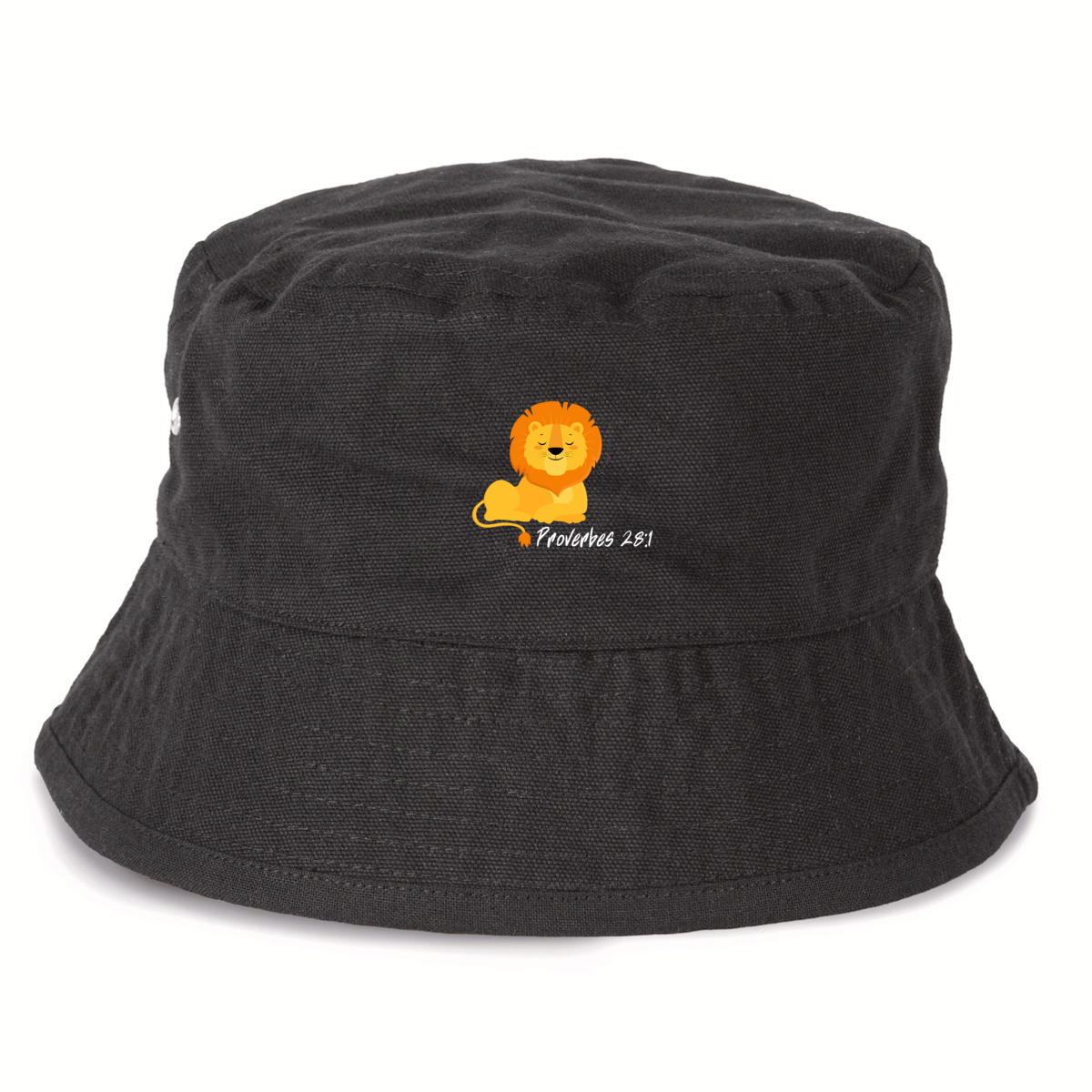 Image front 100% Recycled Bucket Hat Proverbes 28:1 