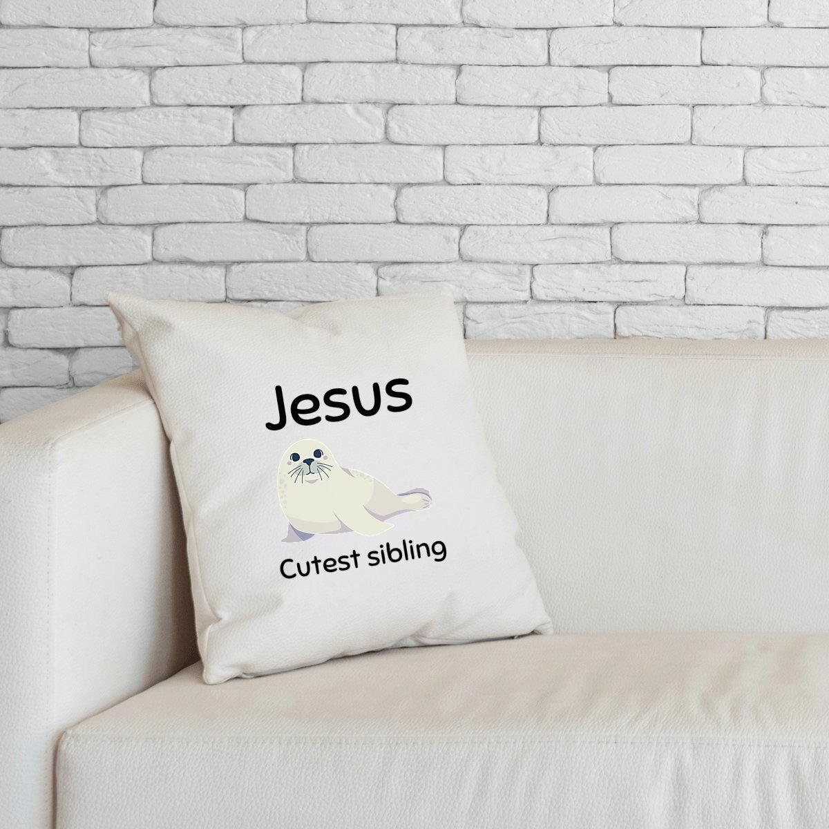 Image front Cushion Premium+ Jesus's cutest Sibling 