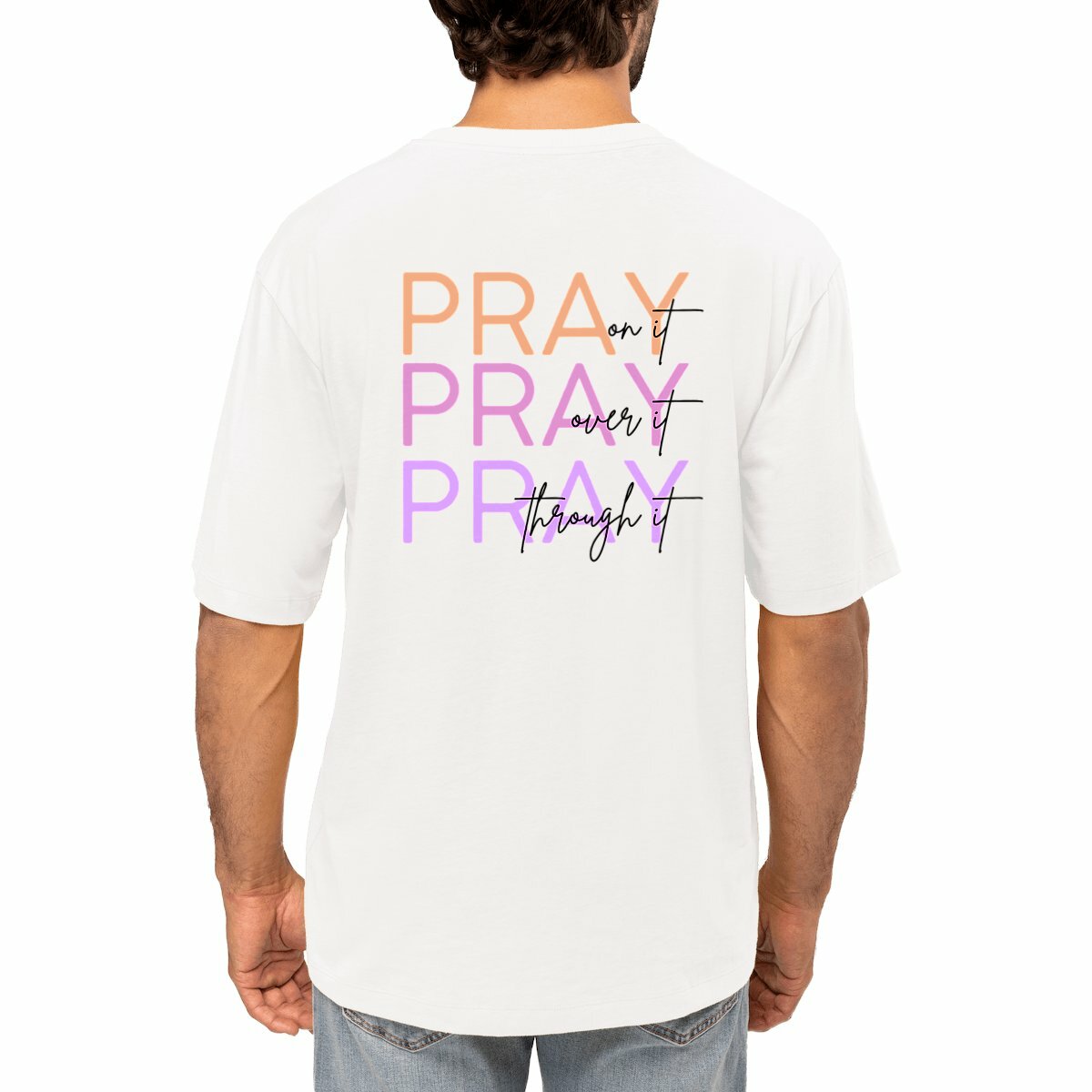 Image front Men's oversized t-shirt - Premium Plus Pray 3x
