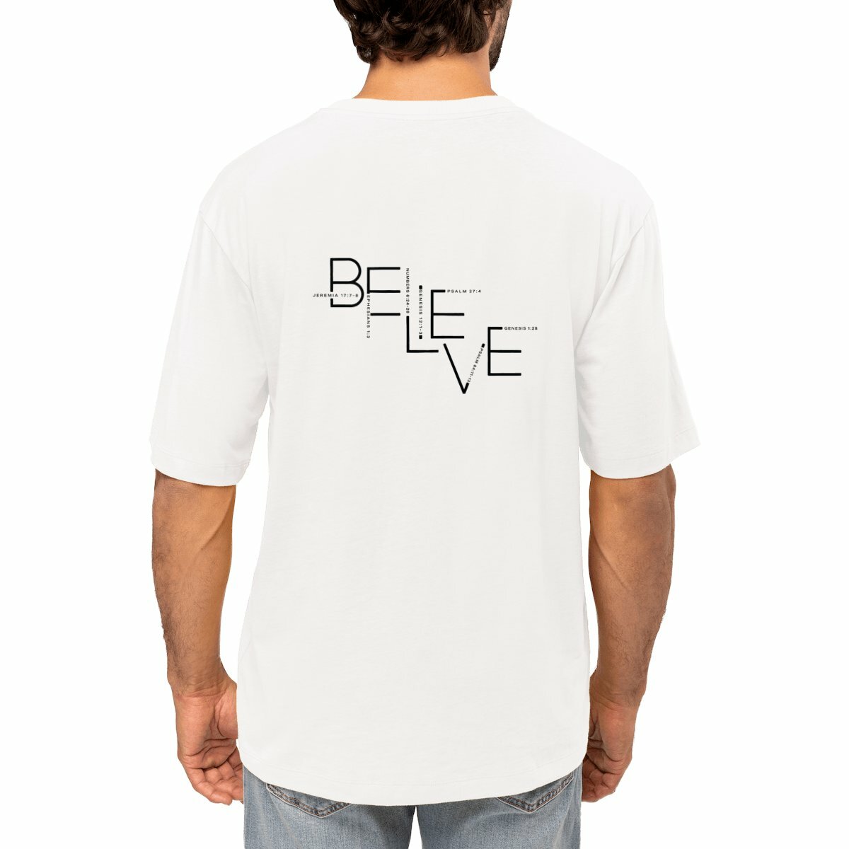 Image front Men's oversized t-shirt - Premium Plus BELIEVE