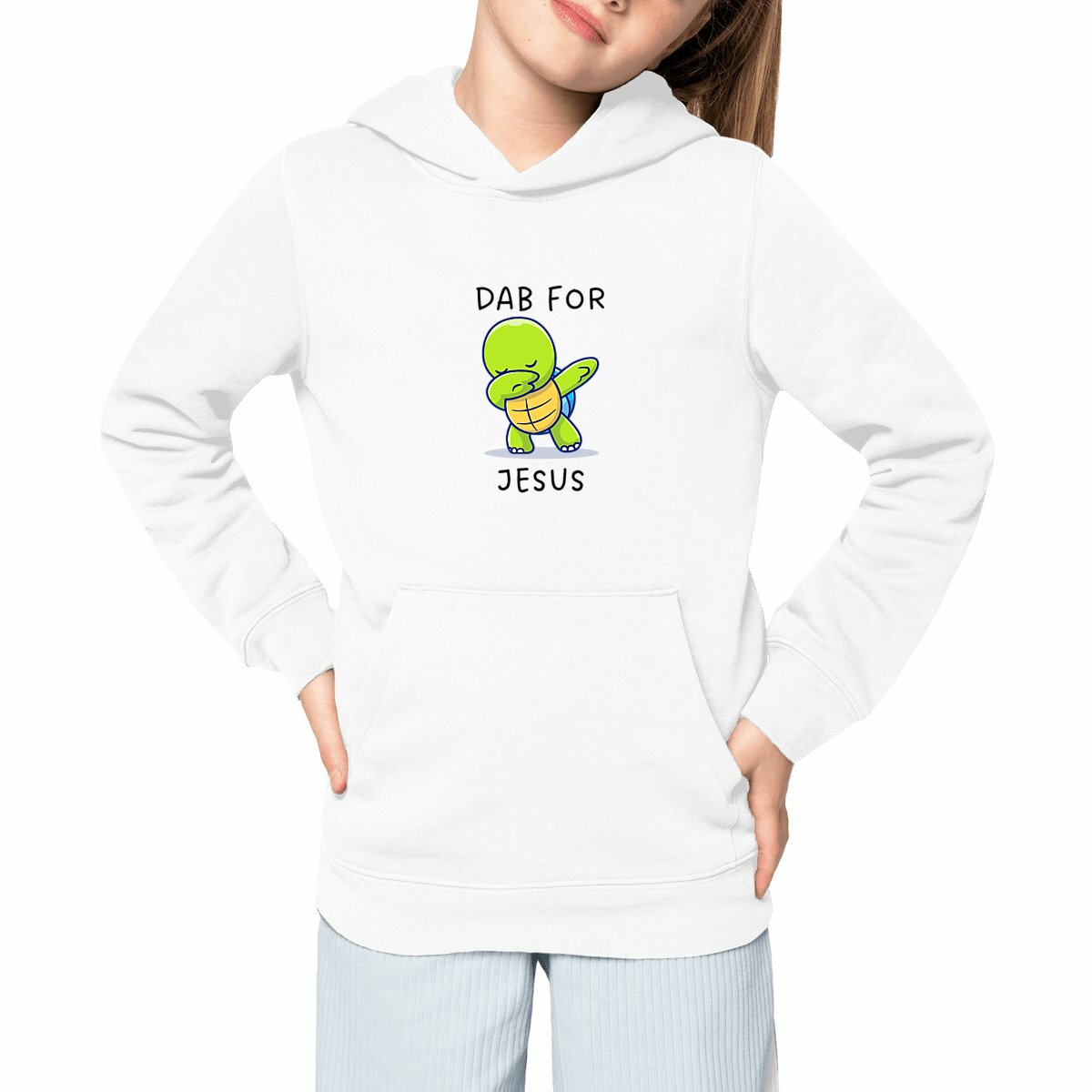 Image front Kids hoodie Premium Dab for Jesus 