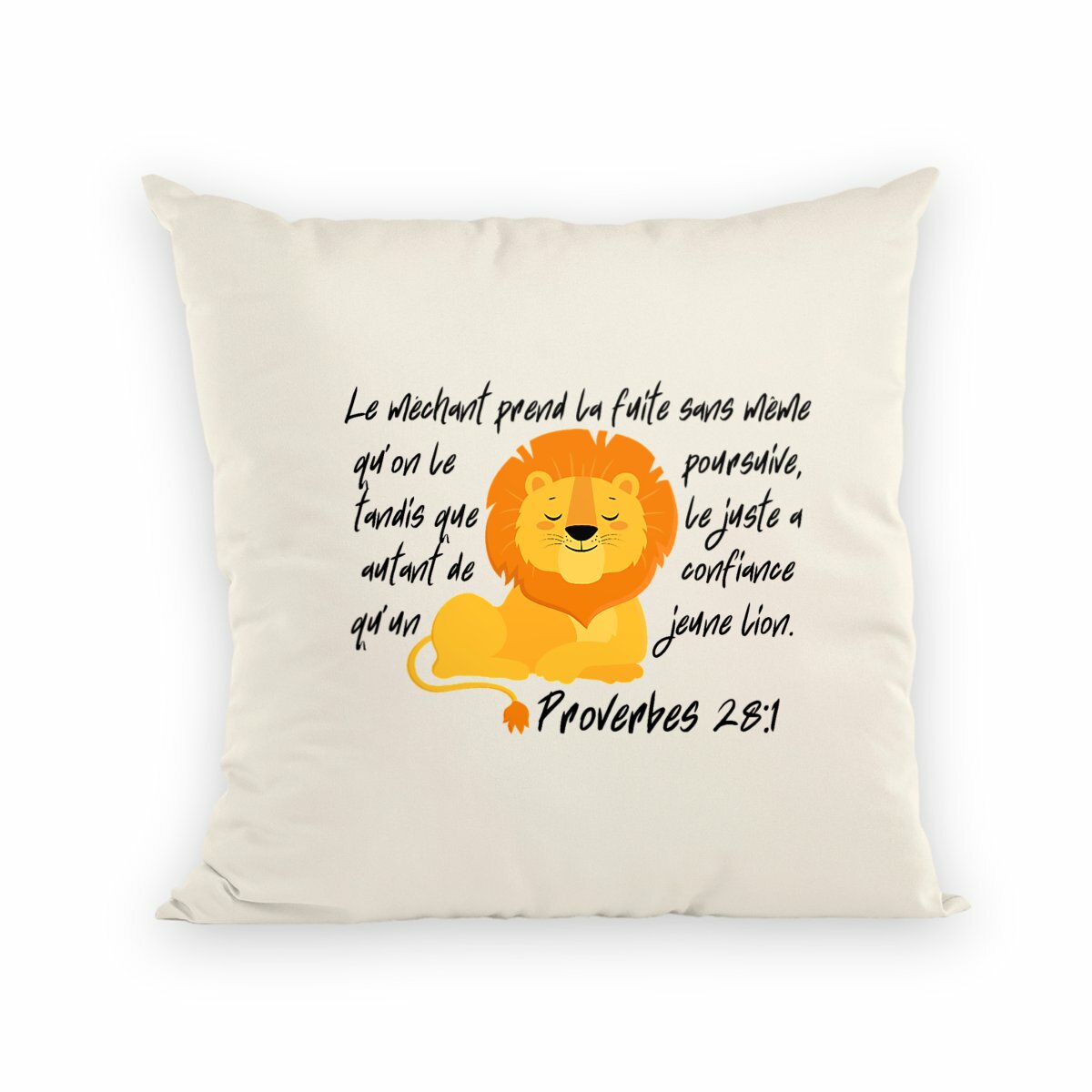 Image back Cushion Proverbes 28:1