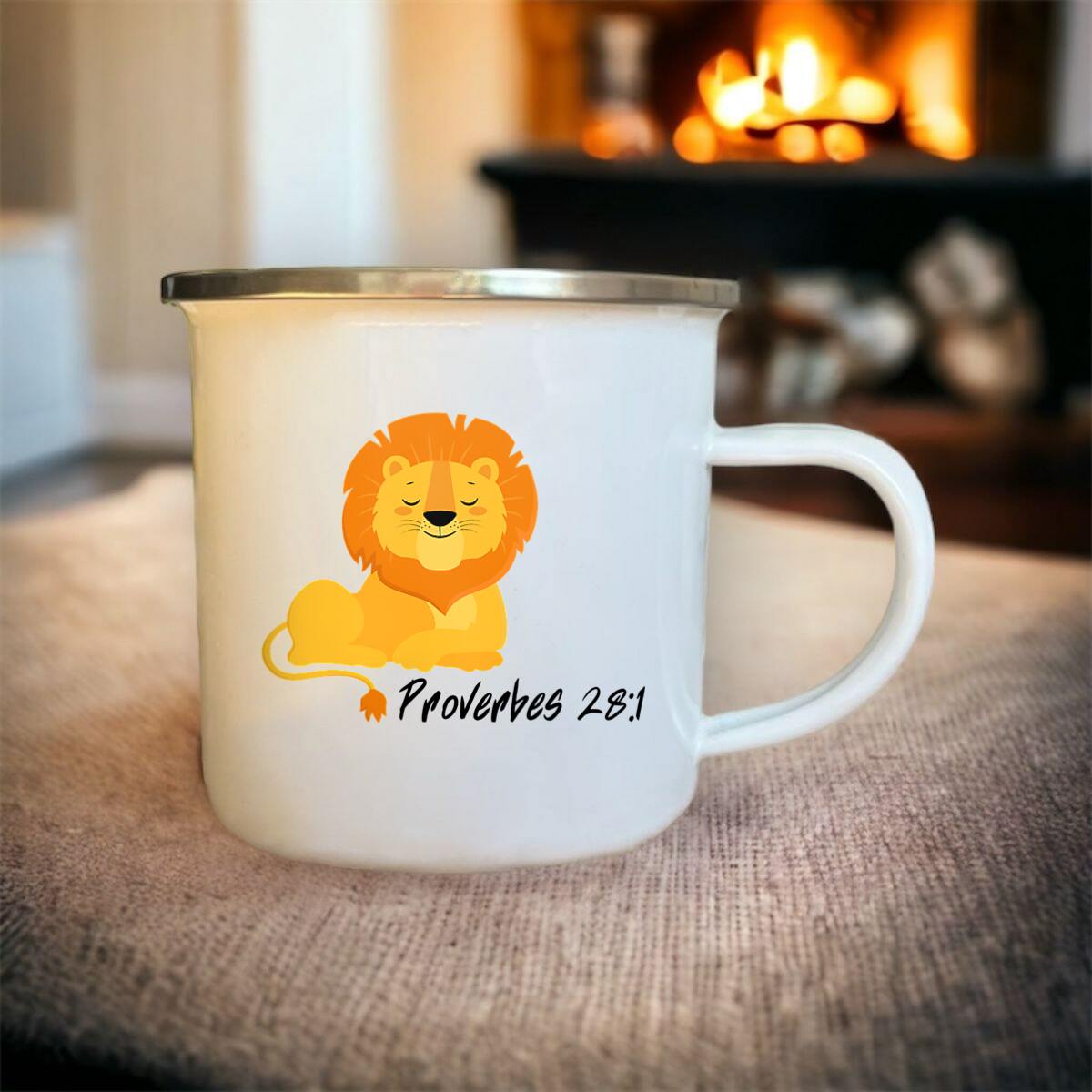 Image front Enamel Mug Proverbes 28:1