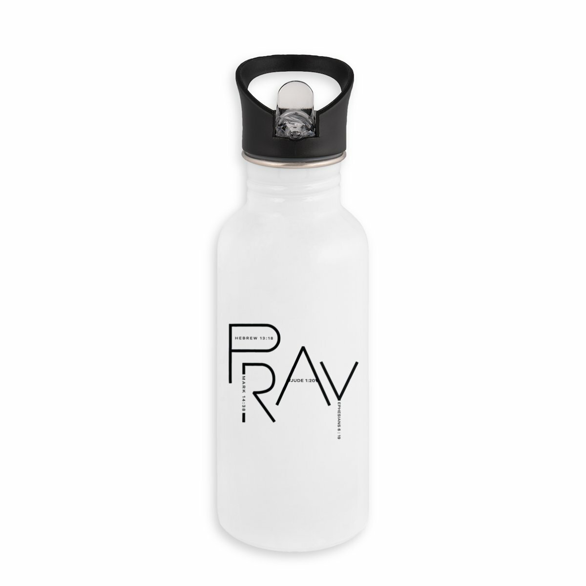 Image back Stainless steel water bottle with straw - Premium Plus PRAY